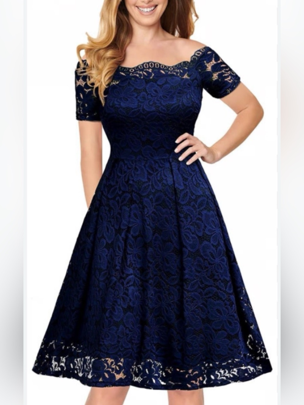 Missmay vintage inspired lace fit n flare swing dress M